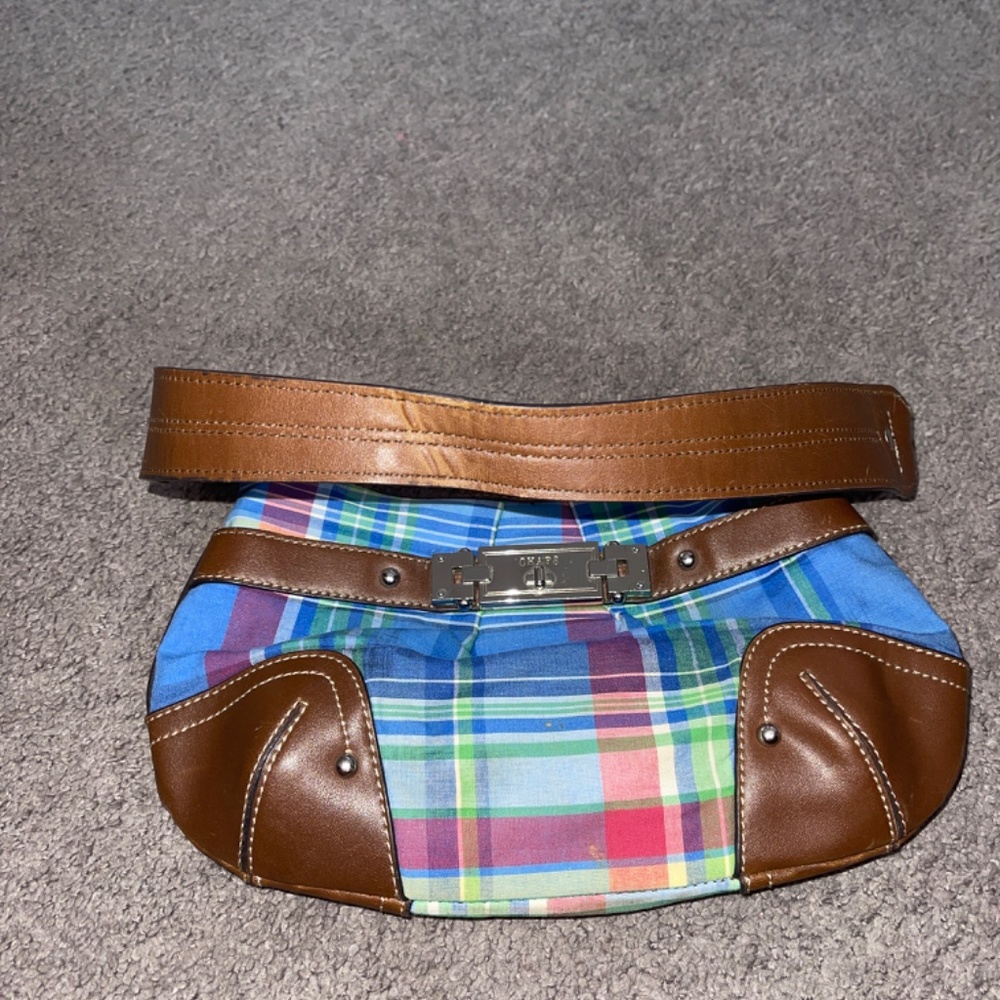 Chaps Luxemberg Blue Madras Plaid Purse - Picture 5 of 7